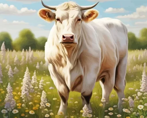 Blonde Cow Diamond Painting