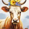 Blonde Cow With Flowers Diamond Painting