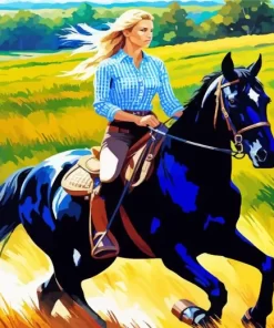 Blonde Girl And Horse Diamond Painting