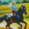 Blonde Girl And Horse Diamond Painting