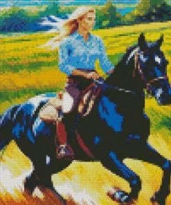 Blonde Girl And Horse Diamond Painting