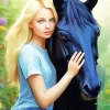 Blonde Girl With Horse Diamond Painting