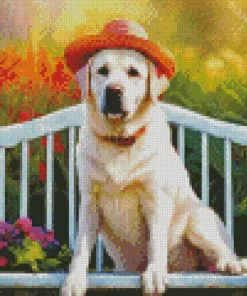 Blonde Labrador On A Bench Diamond Painting