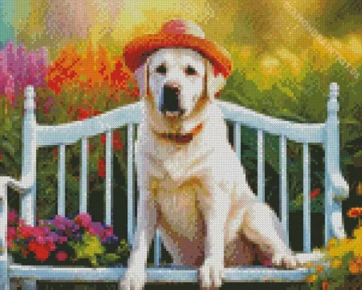 Blonde Labrador On A Bench Diamond Painting