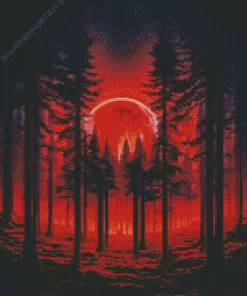 Blood Moon Forest Diamond Painting