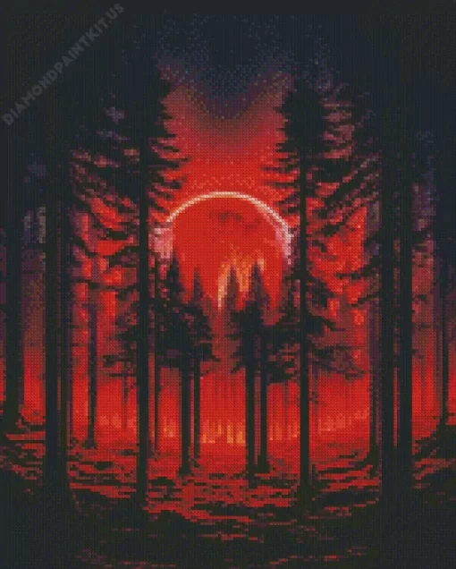 Blood Moon Forest Diamond Painting