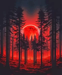 Blood Moon Forest Diamond Painting