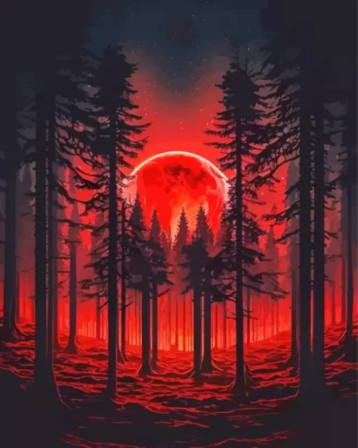 Blood Moon Forest Diamond Painting