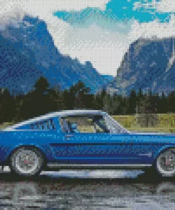 Blue 60s Mustang Diamond Painting