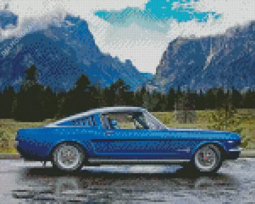 Blue 60s Mustang Diamond Painting