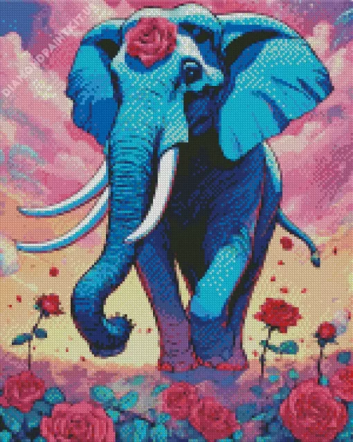 Blue Elephant Diamond Painting