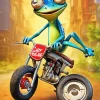 Blue Frog And Motorcycle Diamond Painting