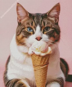 Cat Eating Ice Cream Diamond Painting