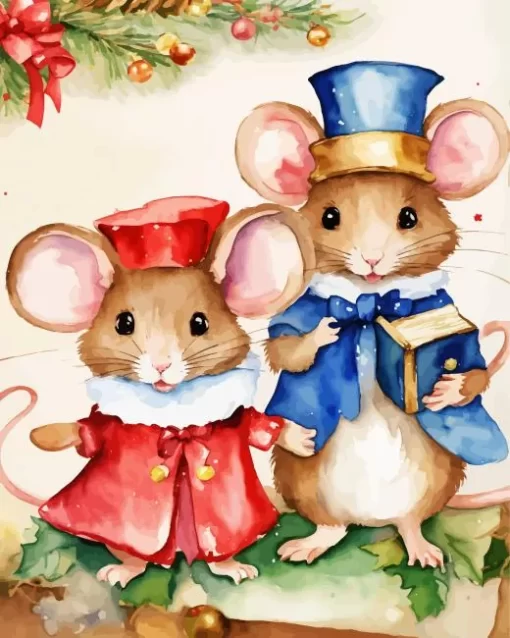 Christmas Mice Couple Diamond Painting