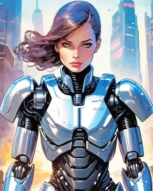 Cool Female Robocop Diamond Painting