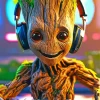 Cool Groot Dj Diamond Painting