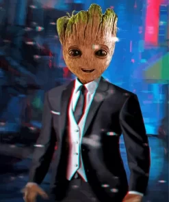 Cool Groot in Suit Diamond Painting