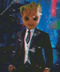 Cool Groot in Suit Diamond Painting