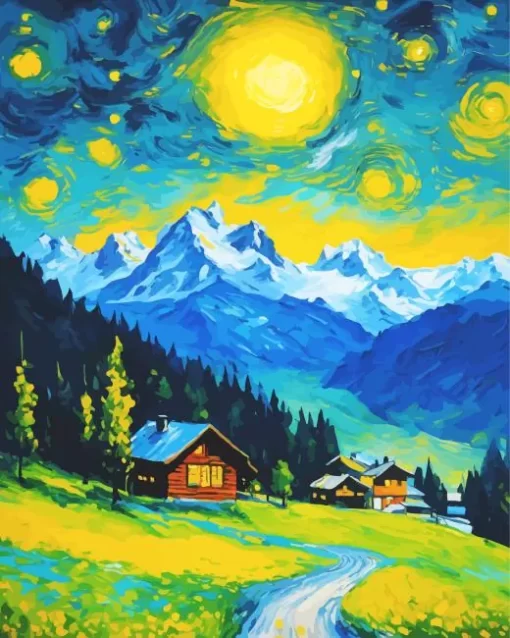 Cool Van Gogh Style Landscape Diamond Painting