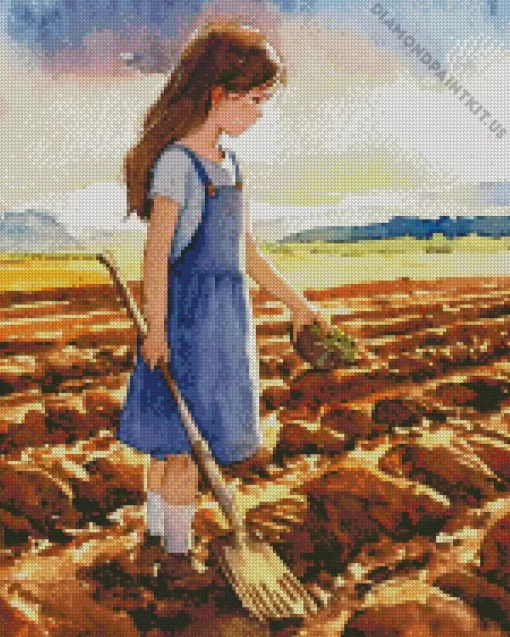 Cute Farm Girl Diamond Painting