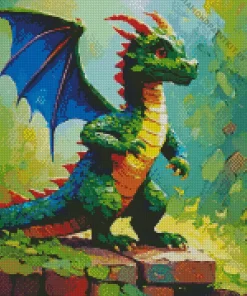 Cute Green Dragon Diamond Painting