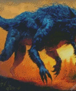 Evil Black Wolf With Red Eyes Diamond Painting