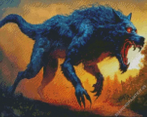 Evil Black Wolf With Red Eyes Diamond Painting