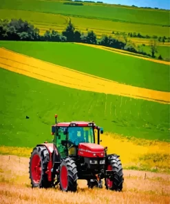 Farm Red Tractor Diamond Painting