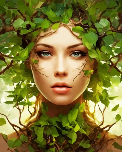 Female Tree Face Diamond Painting