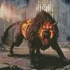 Fire Growling Wolf Diamond Painting