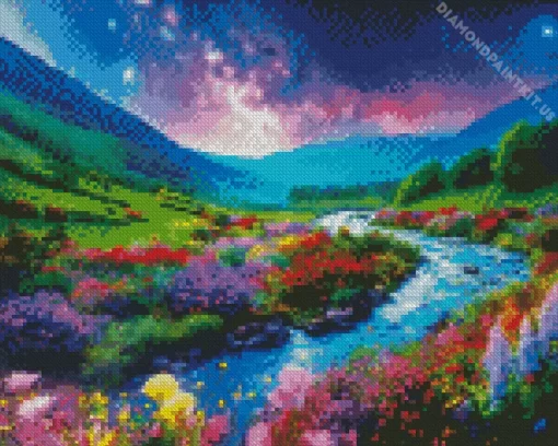 Floral Galaxy Landscape Diamond Painting