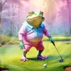 Frog Playing Golf Diamond Painting