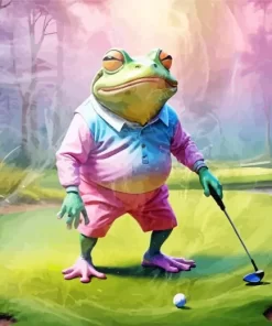 Frog Playing Golf Diamond Painting