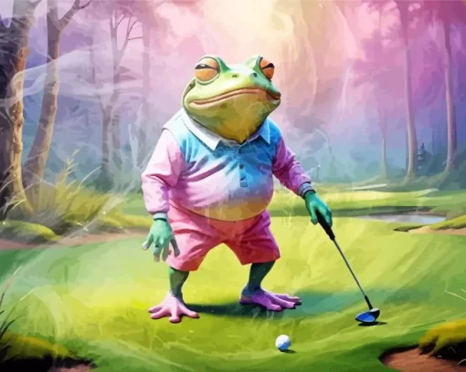 Frog Playing Golf Diamond Painting