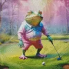 Frog Playing Golf Diamond Painting