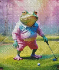 Frog Playing Golf Diamond Painting