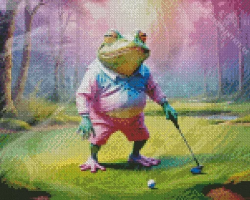 Frog Playing Golf Diamond Painting