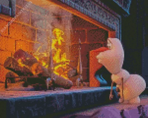 Frozen Olaf Fireplace Diamond Painting