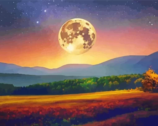 Full Moon Landscape Art Diamond Painting