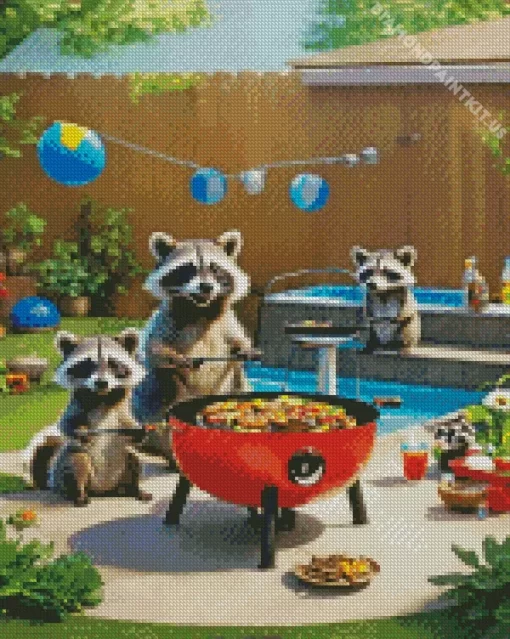 Fun Raccoons Diamond Painting