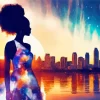 Galaxy Lady Silhouette Art Diamond Painting