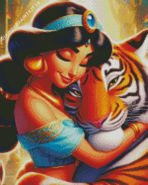 Girl Hugging Tiger Diamond Painting