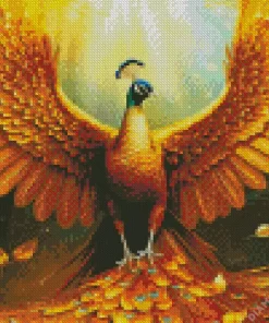 Golden Peacock Bird Diamond Painting