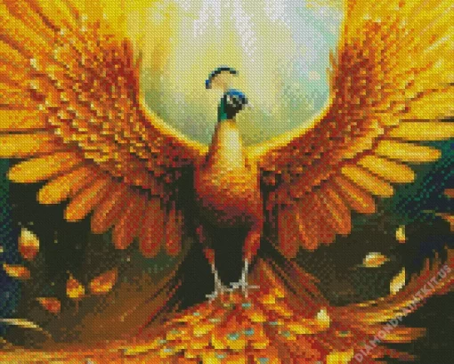 Golden Peacock Bird Diamond Painting