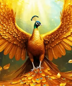 Golden Peacock Bird Diamond Painting