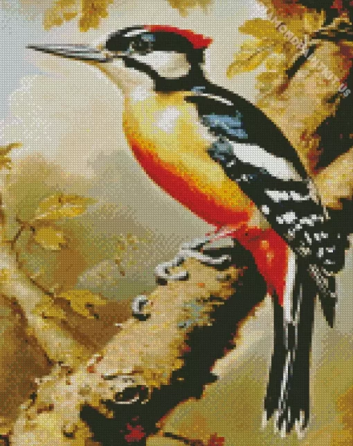 Great Spotted Woodpecker Bird Diamond Painting