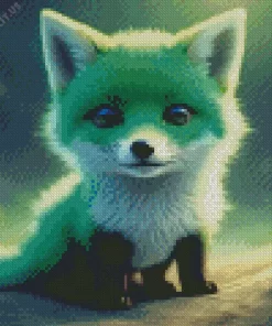 Green Baby Fox Diamond Painting