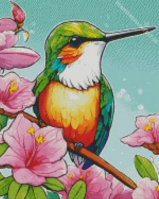 Green Blue Hummingbird Art Diamond Painting