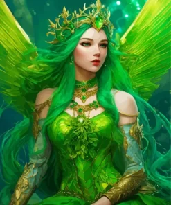 Green Haired Fairy Art Diamond Painting