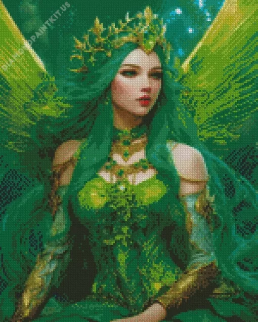 Green Haired Fairy Art Diamond Painting